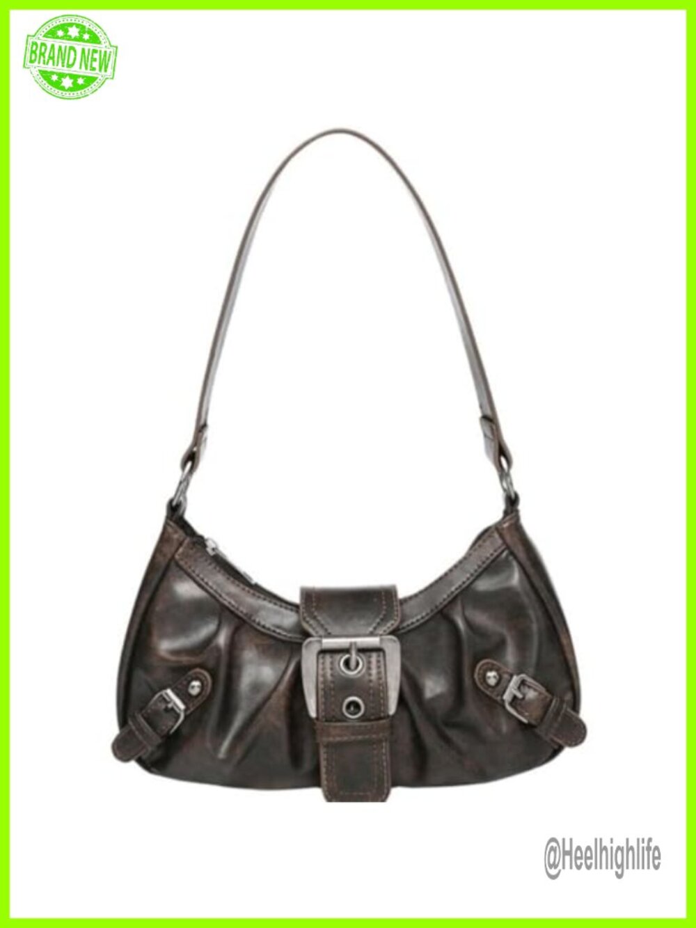 Y2K Small Shoulder Bag Hobo Purse Goth Punk Crescent Handbag Underarm Clutch